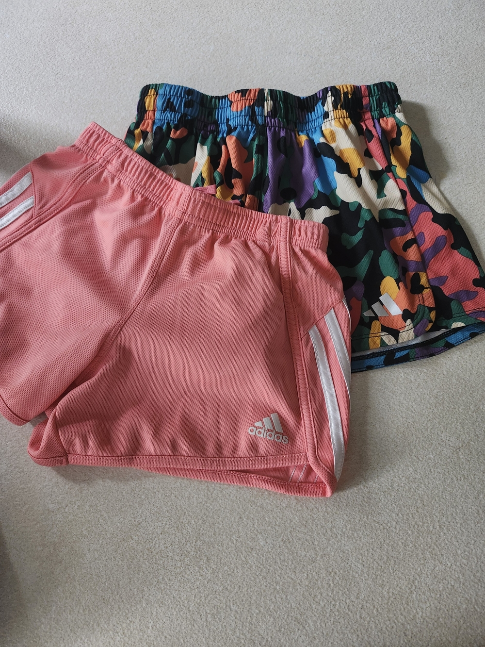 2 Pairs Of Adidas Girls' Athletic Shorts with Logo Print